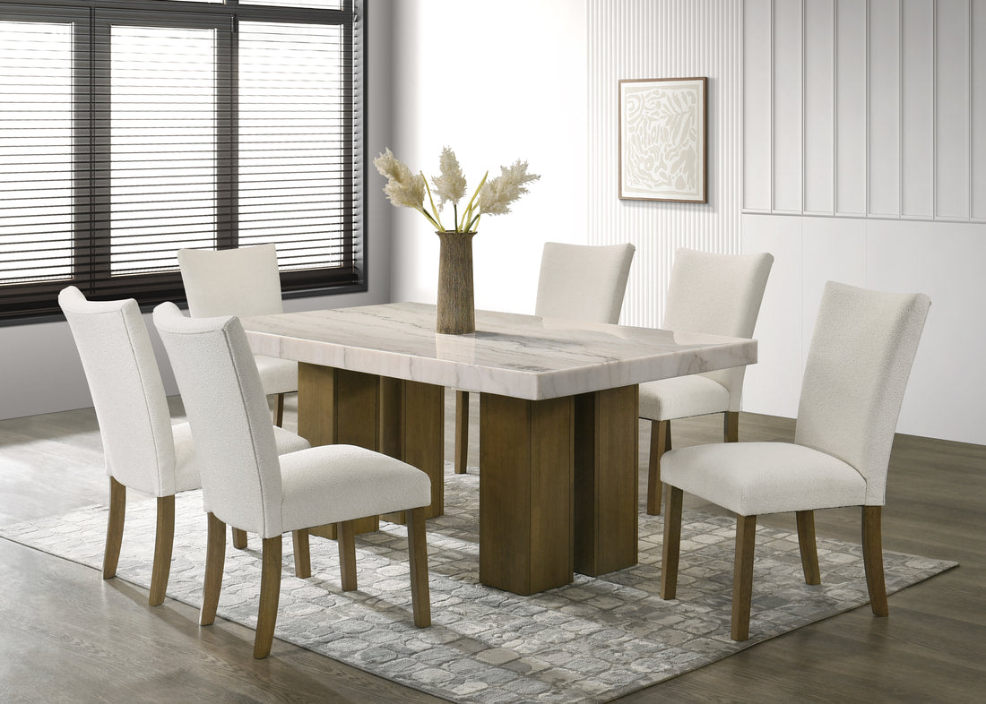 CAPRI 10 GENUINE MARBLE DINING TABLE AND 6 CHAIRS