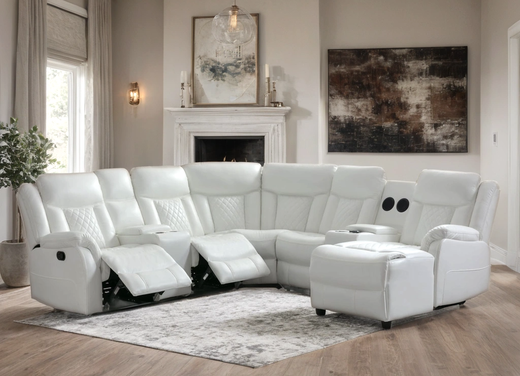 CHAMPION WHITE RECLINING SECTIONAL