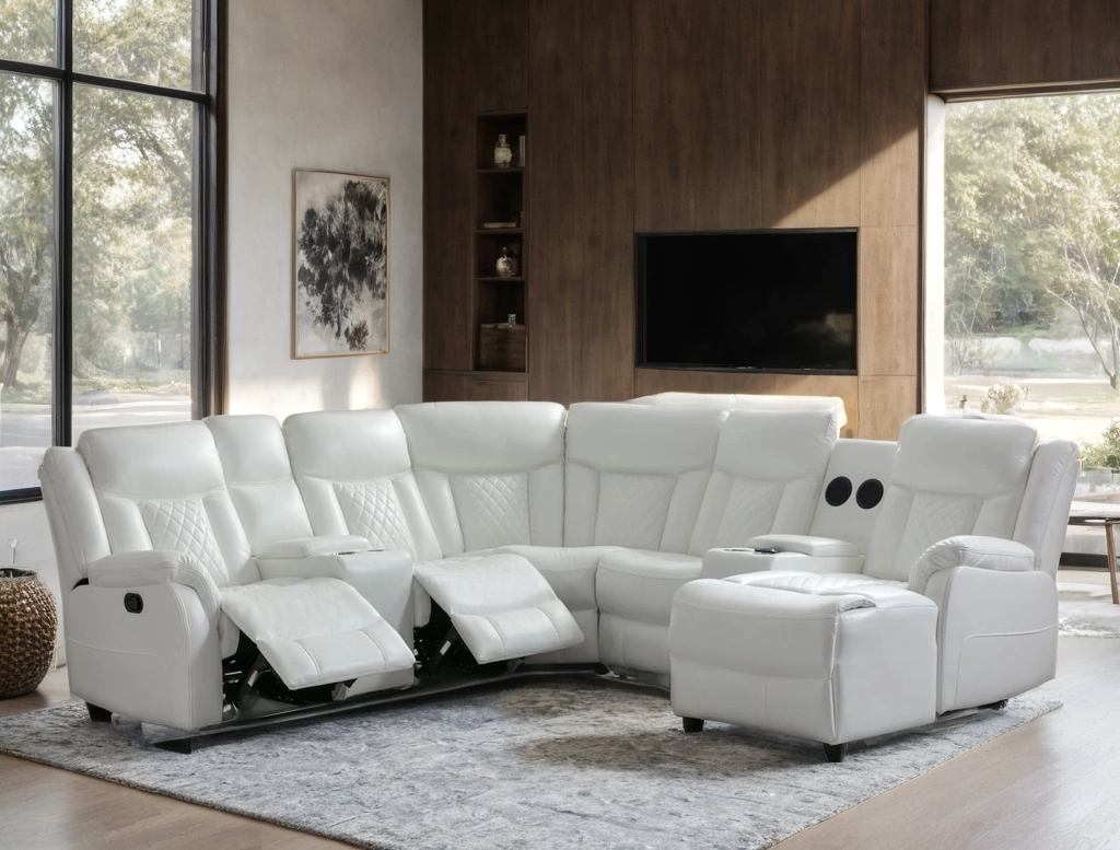 CHAMPION WHITE RECLINING SECTIONAL