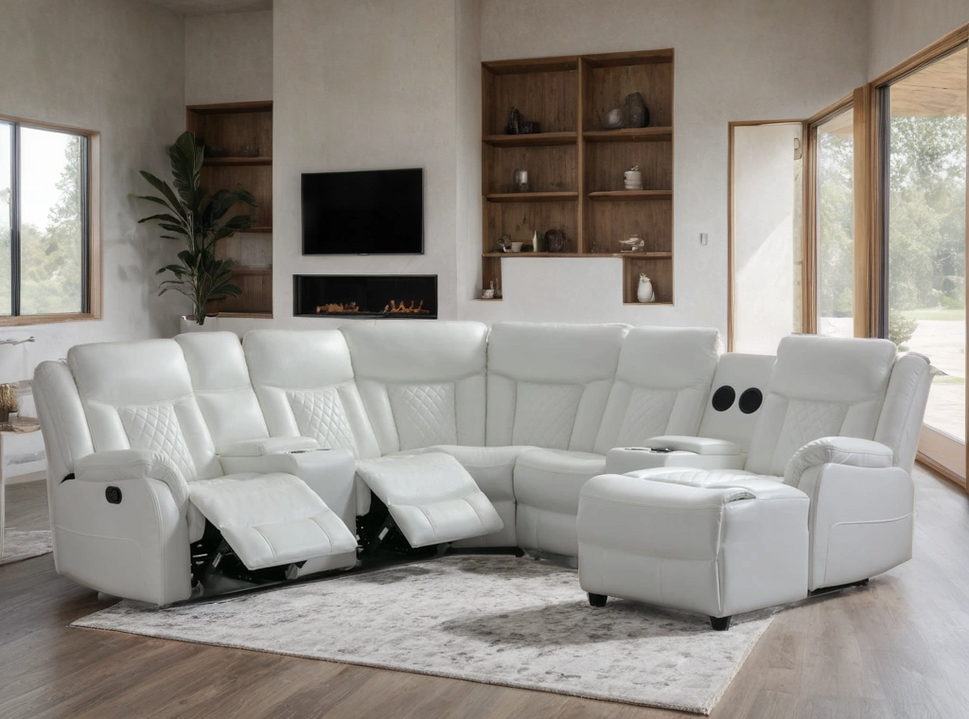 CHAMPION WHITE RECLINING SECTIONAL