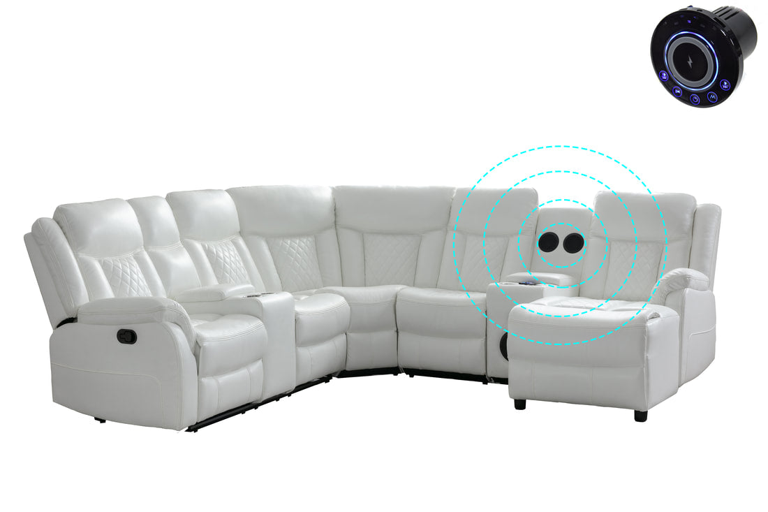 CHAMPION WHITE RECLINING SECTIONAL
