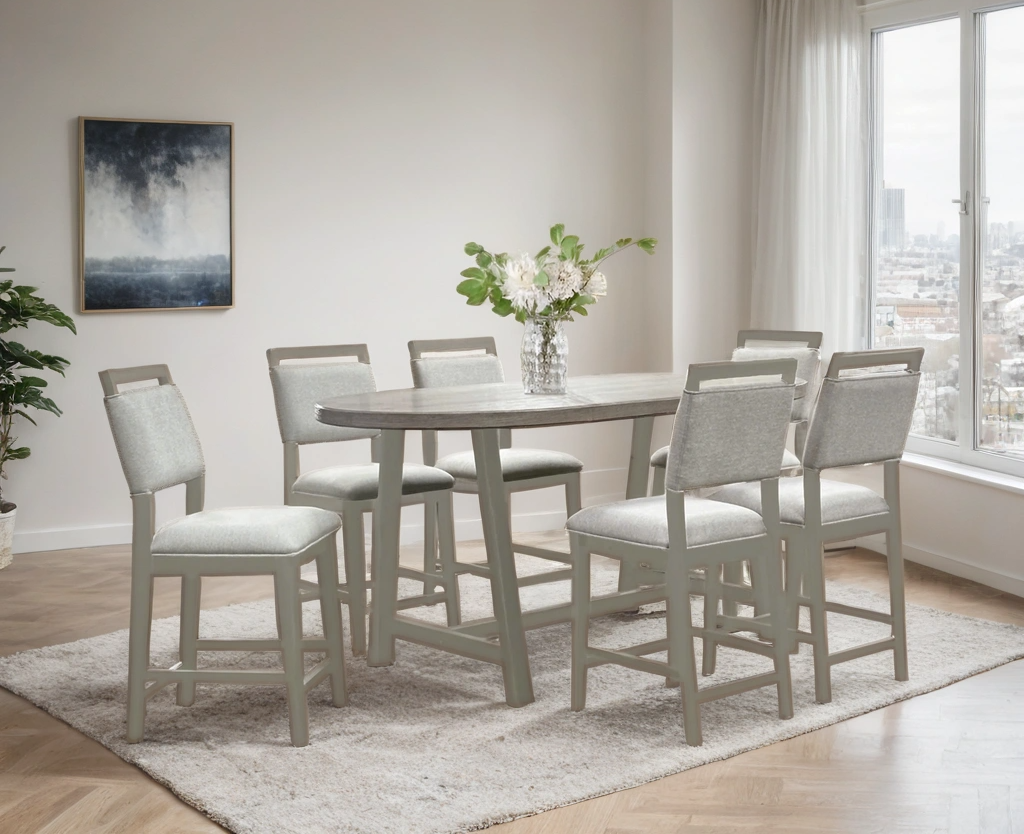 D2500 COUNTER HEIGHT TABLE AND 6 CHAIRS