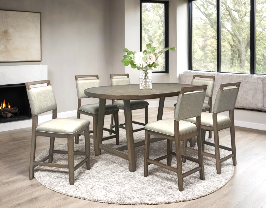 D2150 COUNTER HEIGHT TABLE + 6 CHAIR SET