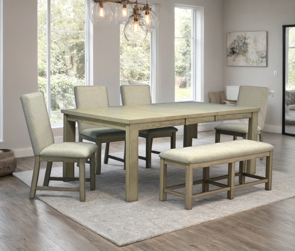 D2700 DINING TABLE + 4 CHAIR + BENCH SET