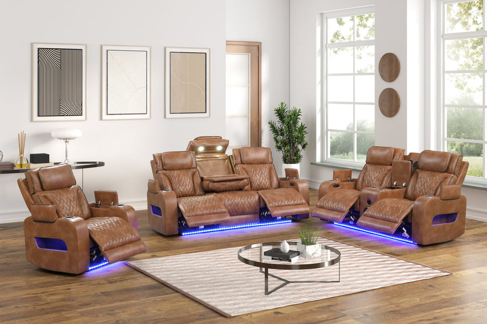 DUBAI 3PC BROWN POWER RECLINING SET