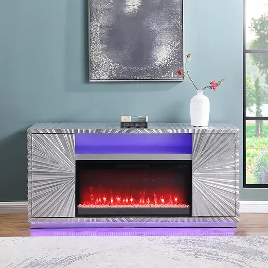 A-F06 SELENE SILVER LEAF FIREPLACE