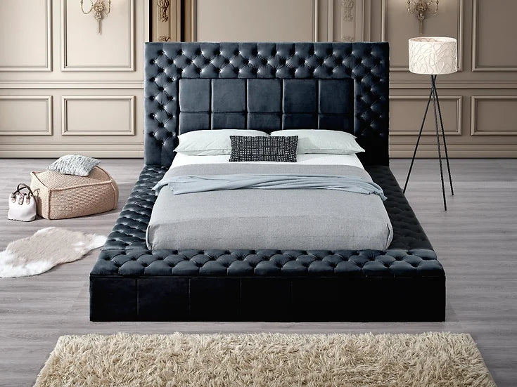 B9015 EMERALD BLACK BED WITH USB CHARGER AND STORAGE AVAILABLE IN QUEEN AND KING SIZES