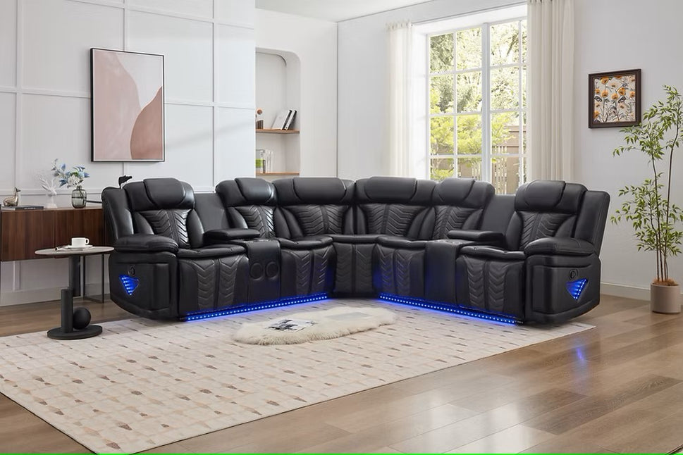 S2025 INNOVA BLACK RECLINING SECTIONAL