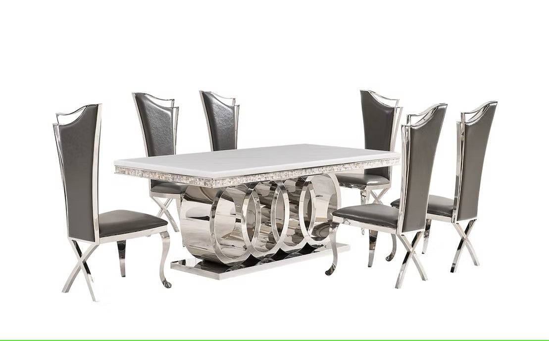 D620 GIOVANNI (WHITE/CHROME) DINING TABLE