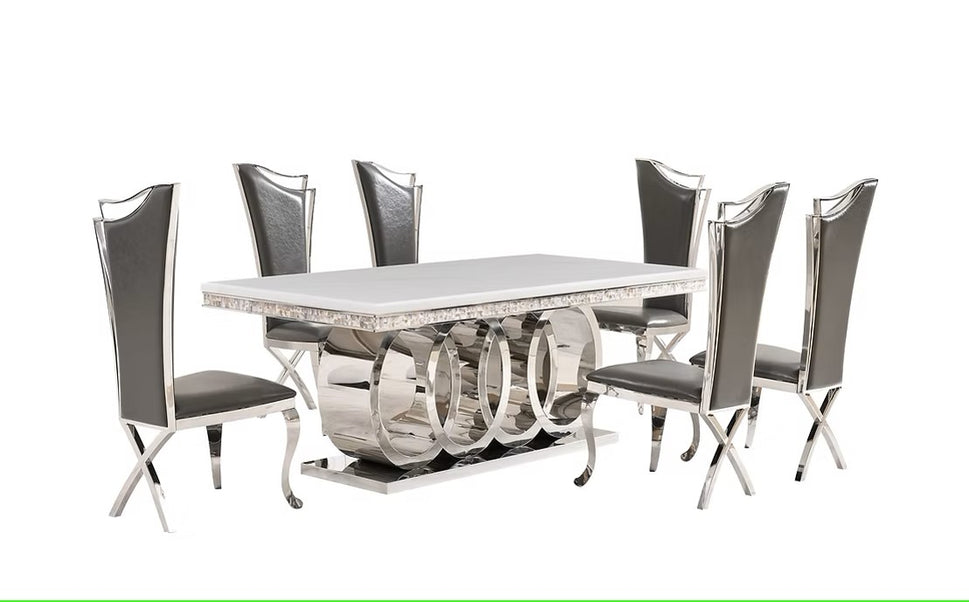 D620 GIOVANNI (WHITE/CHROME) DINING TABLE