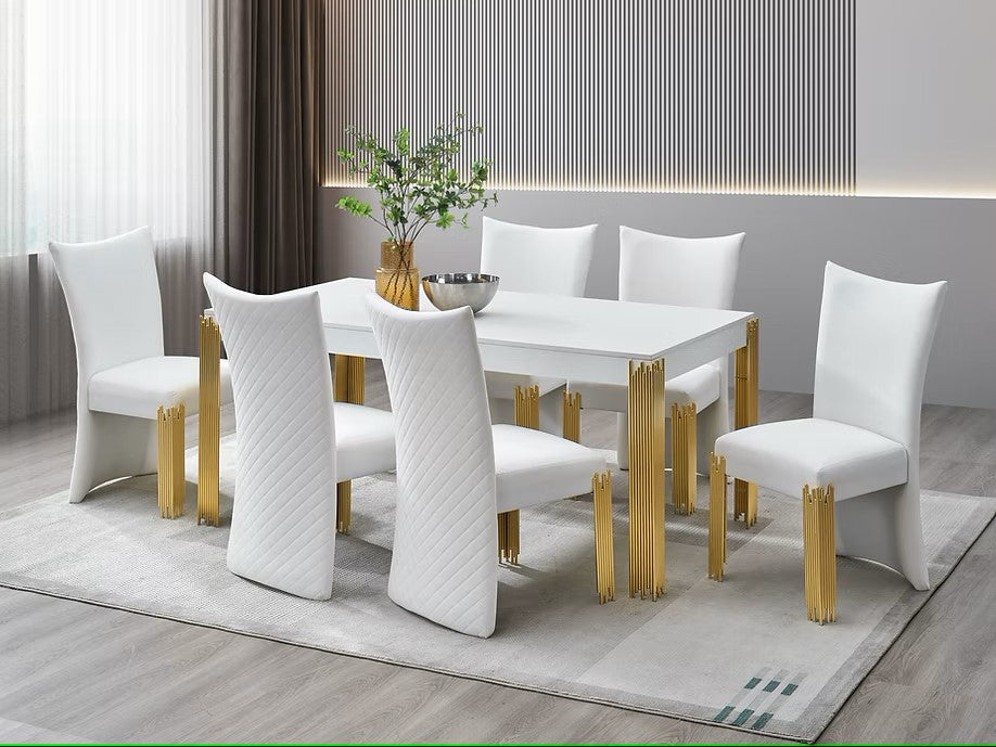 D9060 GLAMOR COLLECTION 7 PC DINING SET INCLUDES TABLE WITH 6 CHAIRS
