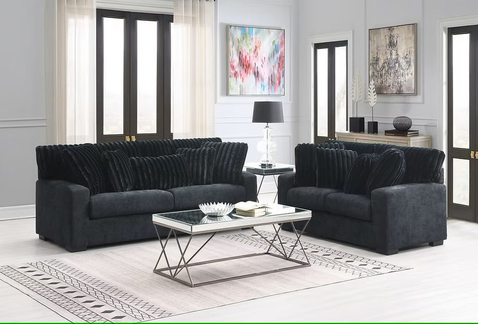 S1800 TARRA BLACK LIVING ROOM SET AVAILABLE AS 2 PIECE OR 3 PIECE