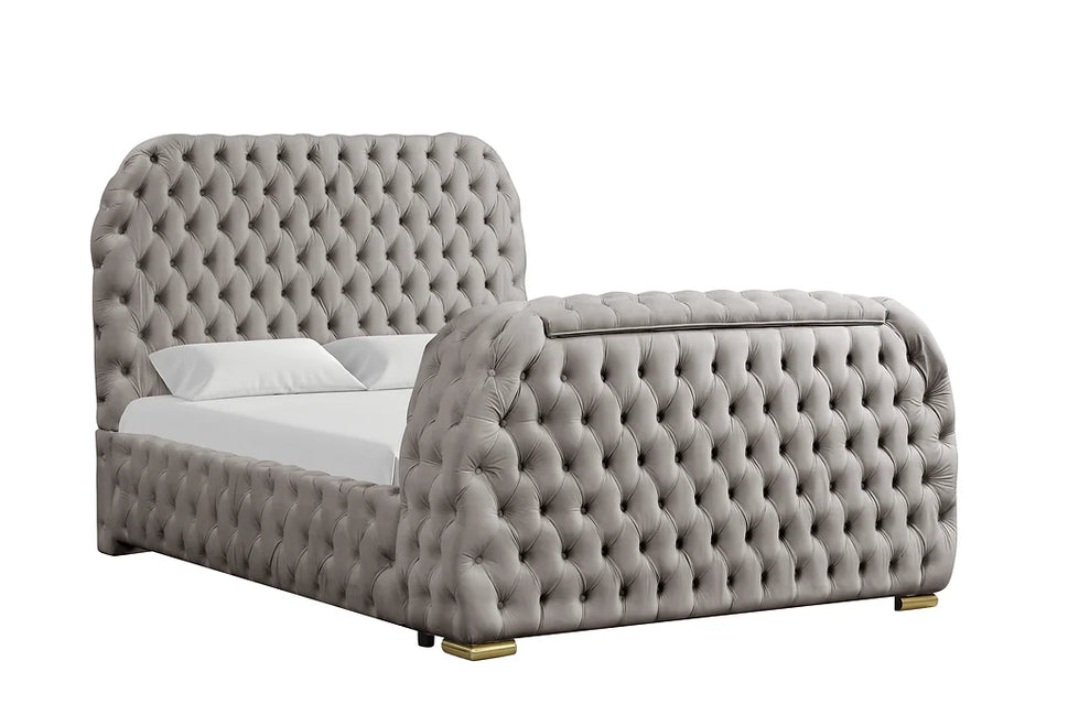 B8010 ROYAL GREY BED AVAILABLE IN QUEEN AND KING SIZES