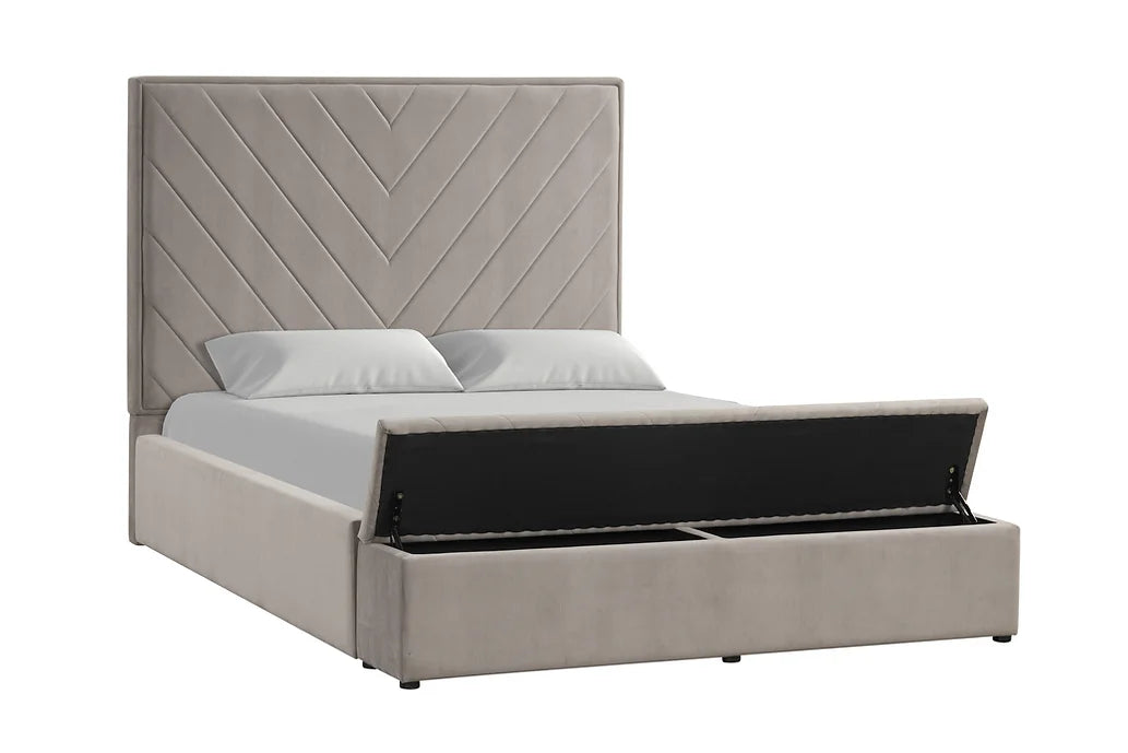 B8012 MIO GREY BED WITH STORAGE AVAILABLE IN FULL QUEEN AND KING SIZES