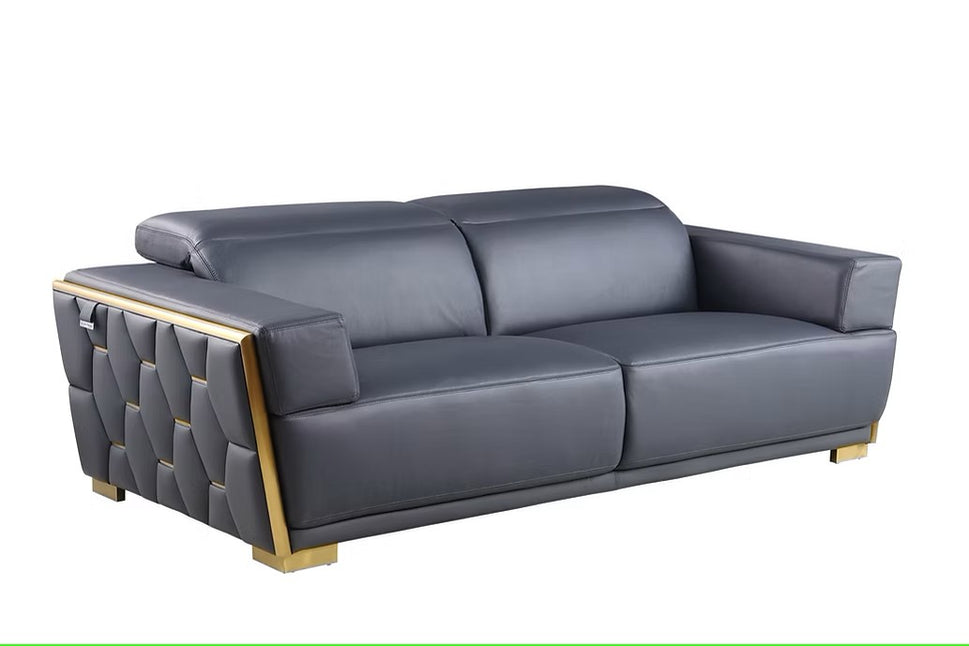 MI-1245 HEXOR NAVY ITALIAN LEATHER LIVING ROOM SET AVAILABLE AS 2 PIECE OR 3 PIECE SET