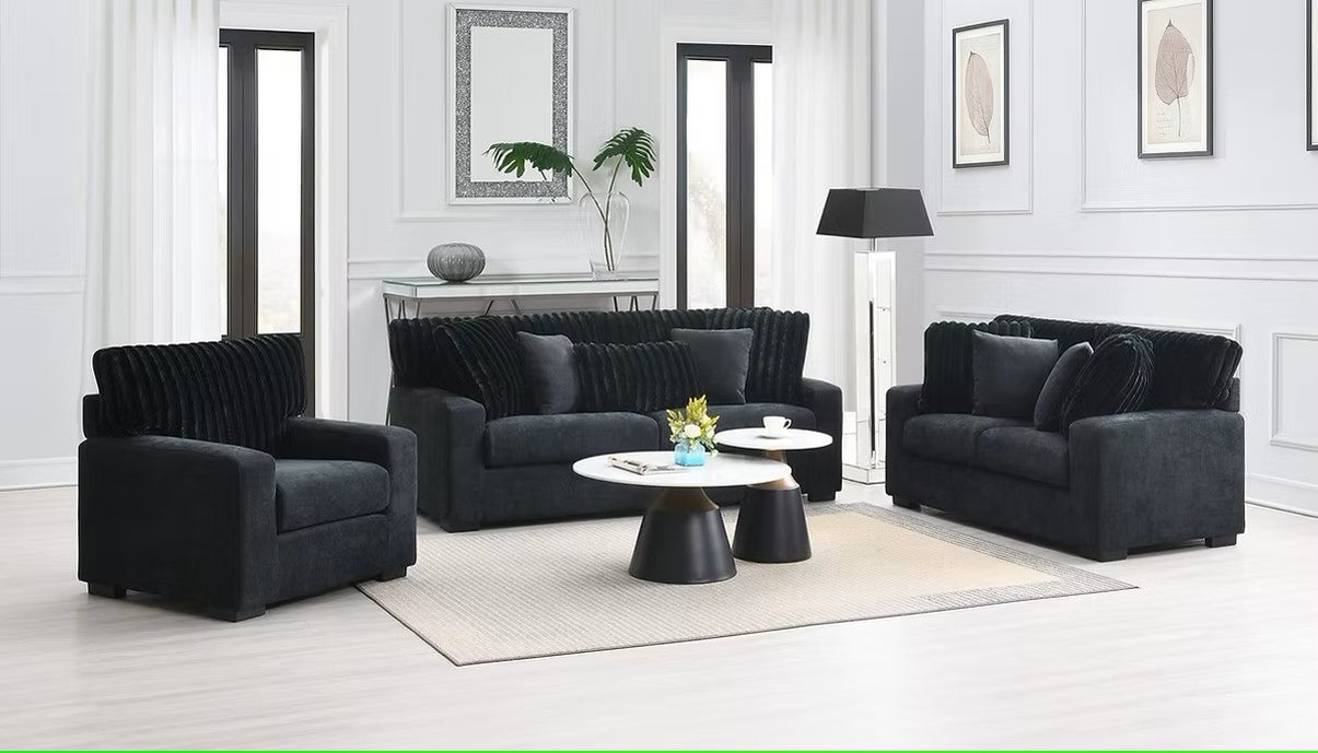 S1800 TARRA BLACK LIVING ROOM SET AVAILABLE AS 2 PIECE OR 3 PIECE