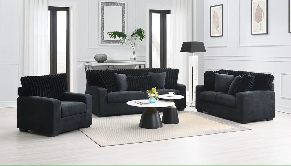 S1800 TARRA BLACK LIVING ROOM SET AVAILABLE AS 2 PIECE OR 3 PIECE