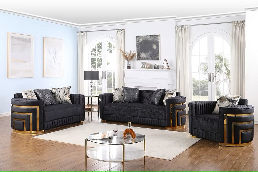 S3300 MINERVA BLACK LIVING ROOM SET AVAILABLE AS 2 PIECE OR 3 PIECE SET