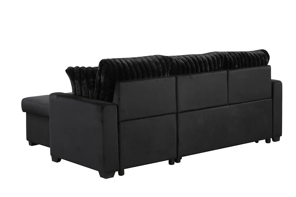 S8670 NORI BLACK SECTIONAL WITH PULL-OUT BED AND STORAGE CHAISE