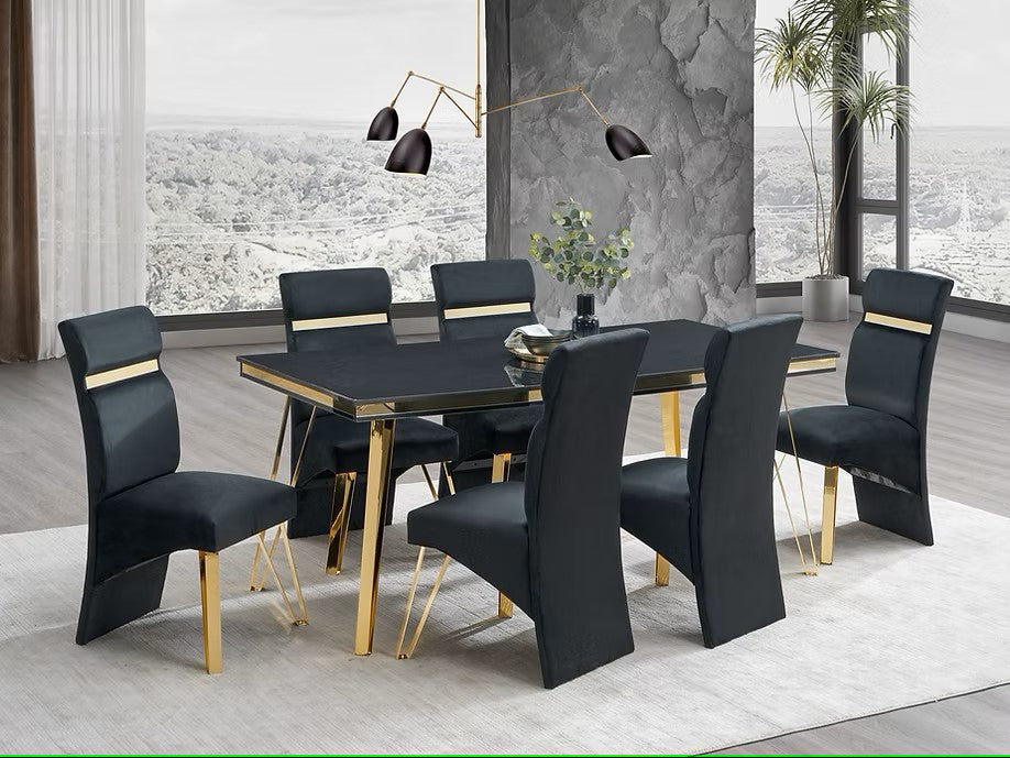 D9050 MIDNIGHT 7 PC DINING SET INCLUDES TABLE WITH 6 CHAIRS