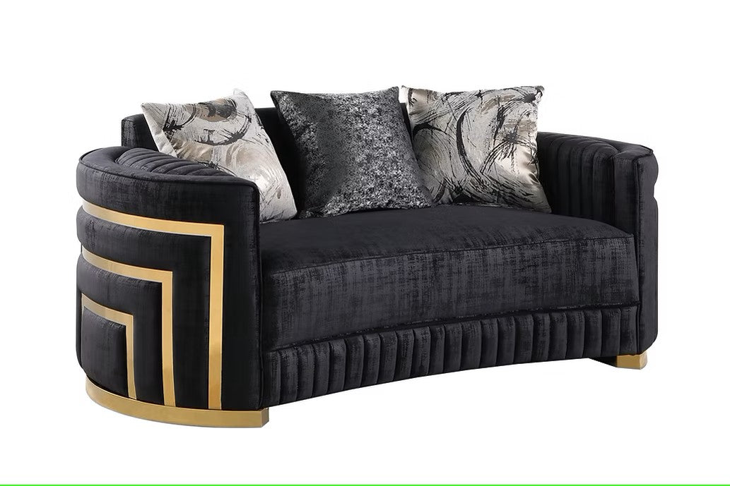 S3300 MINERVA BLACK LIVING ROOM SET AVAILABLE AS 2 PIECE OR 3 PIECE SET