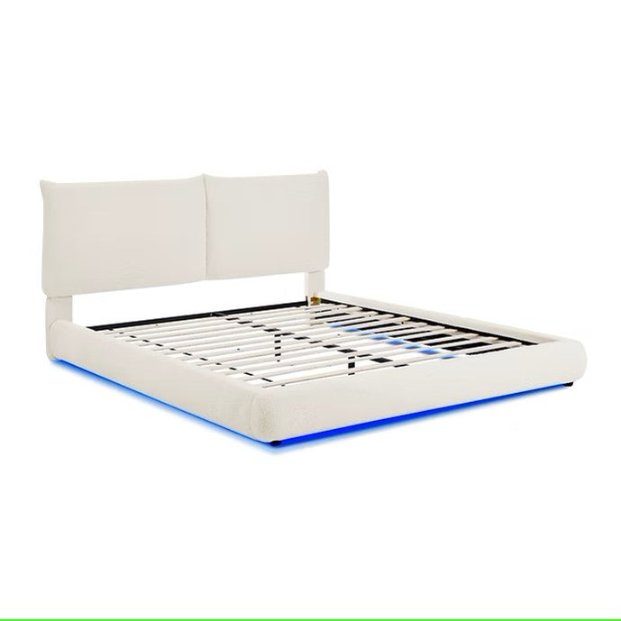 B200 ZIMA WHITE PLATFORM BED WITH LED LIGHTS AVAILABLE IN QUEEN AND KING SIZES
