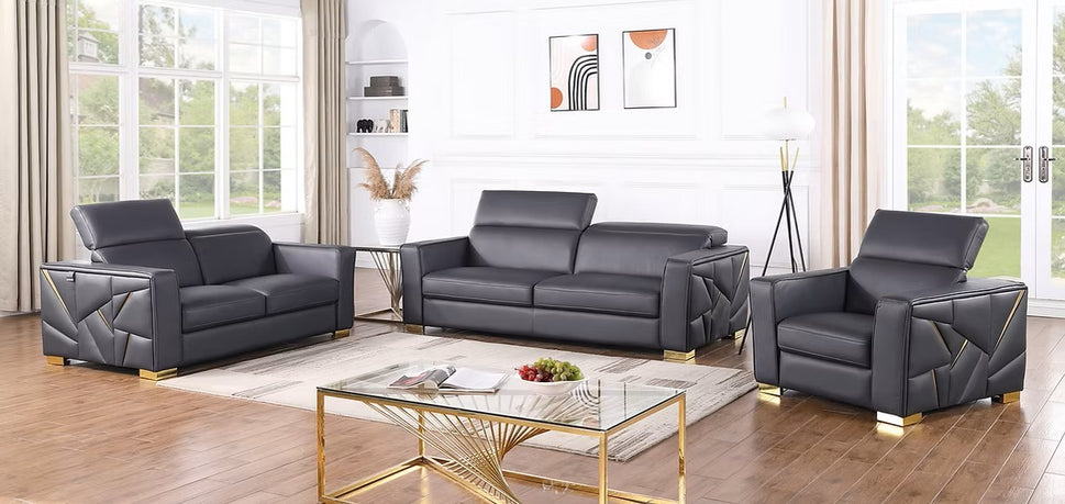 MI-1240 ASTRA DARK NAVY ITALIAN LEATHER LIVING ROOM SET AVAILABLE AS 2 PIECE OR 3 PIECE SET