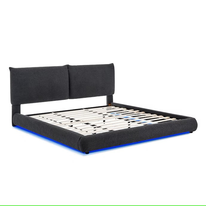 B200 ZIMA GREY PLATFORM BED WITH LED LIGHTS AVAILABLE IN QUEEN AND KING SIZES