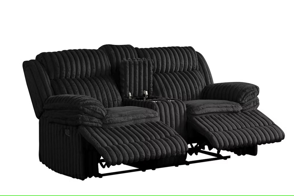 S3939 MELLO BLACK 3 PIECE RECLINING LIVING ROOM SET