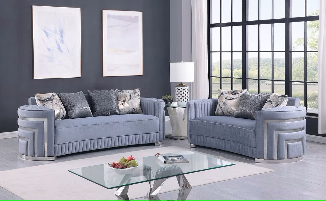 S3300 MINERVA GREY LIVING ROOM SET AVAILABLE AS 2 PIECE OR 3 PIECE SET