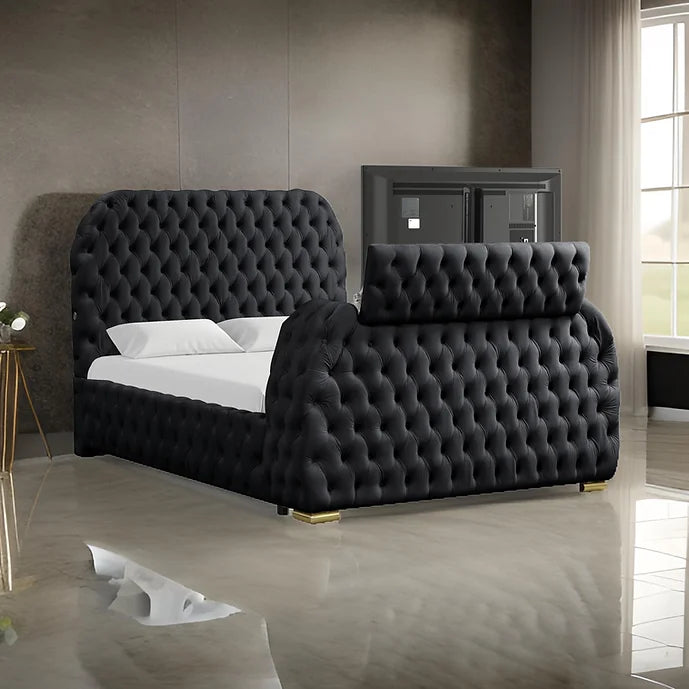 B8010 ROYAL BLACK BED AVAILABLE IN QUEEN AND KING SIZES