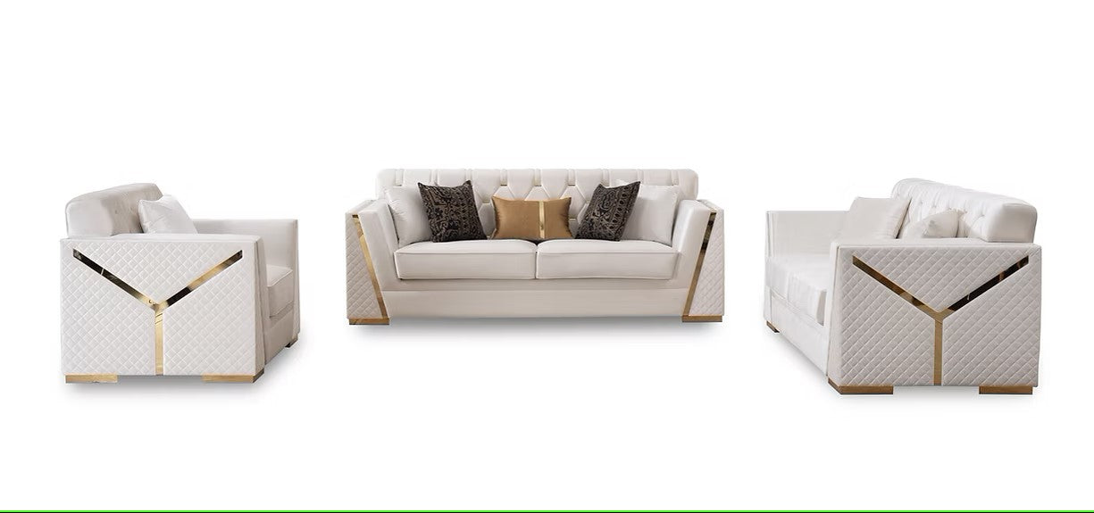 S2401 HILENA WHITE LIVING ROOM SET AVAILABLE AS 2 PIECE OR 3 PIECE SET