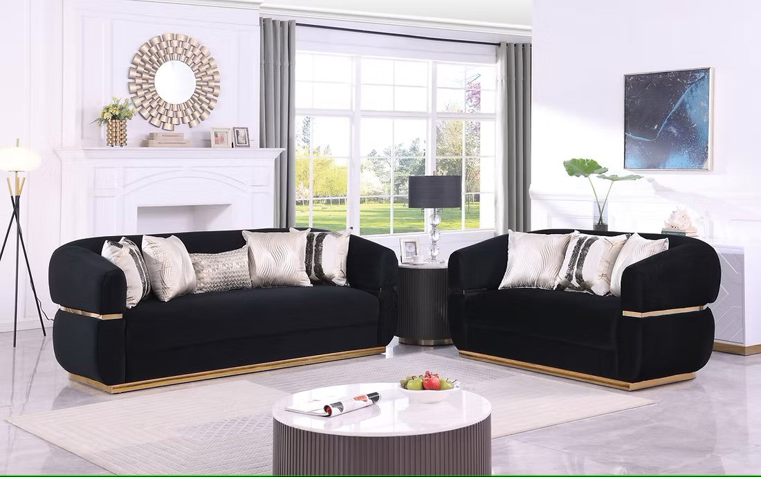 S3500 CARMELA BLACK LIVING ROOM SET AVAILABLE AS 2 PIECE OR 3 PIECE SET