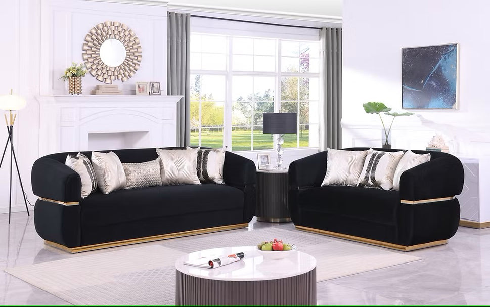 S3500 CARMELA BLACK LIVING ROOM SET AVAILABLE AS 2 PIECE OR 3 PIECE SET