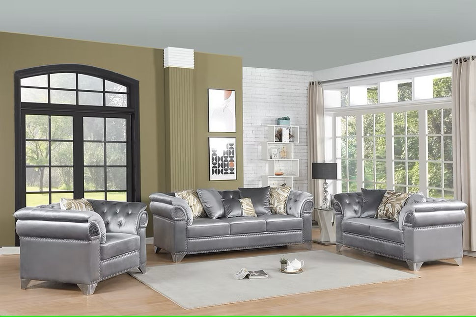 S3600 EMMA GREY LIVING ROOM SET AVAILABLE AS 2 PIECE OR 3 PIECE SET