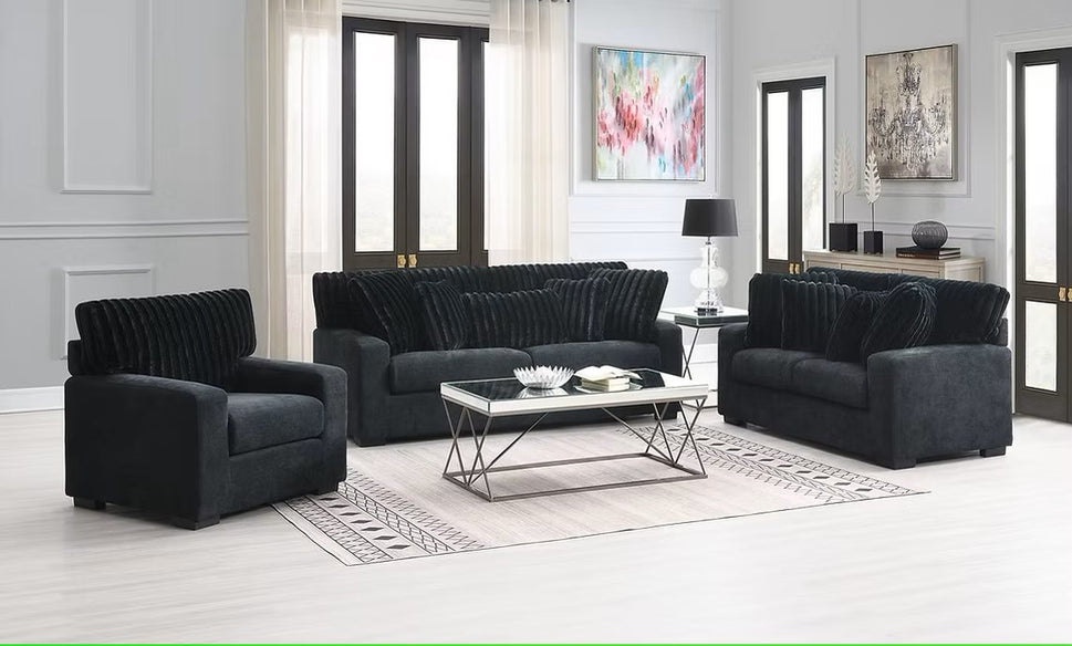 S1800 TARRA BLACK LIVING ROOM SET AVAILABLE AS 2 PIECE OR 3 PIECE