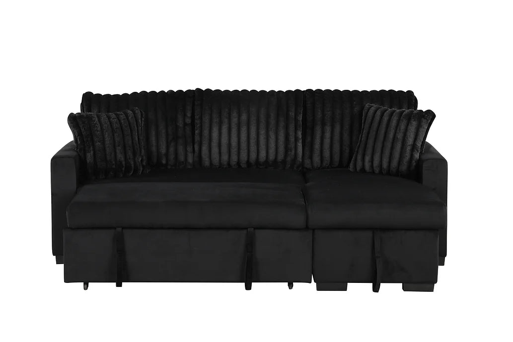 S8670 NORI BLACK SECTIONAL WITH PULL-OUT BED AND STORAGE CHAISE