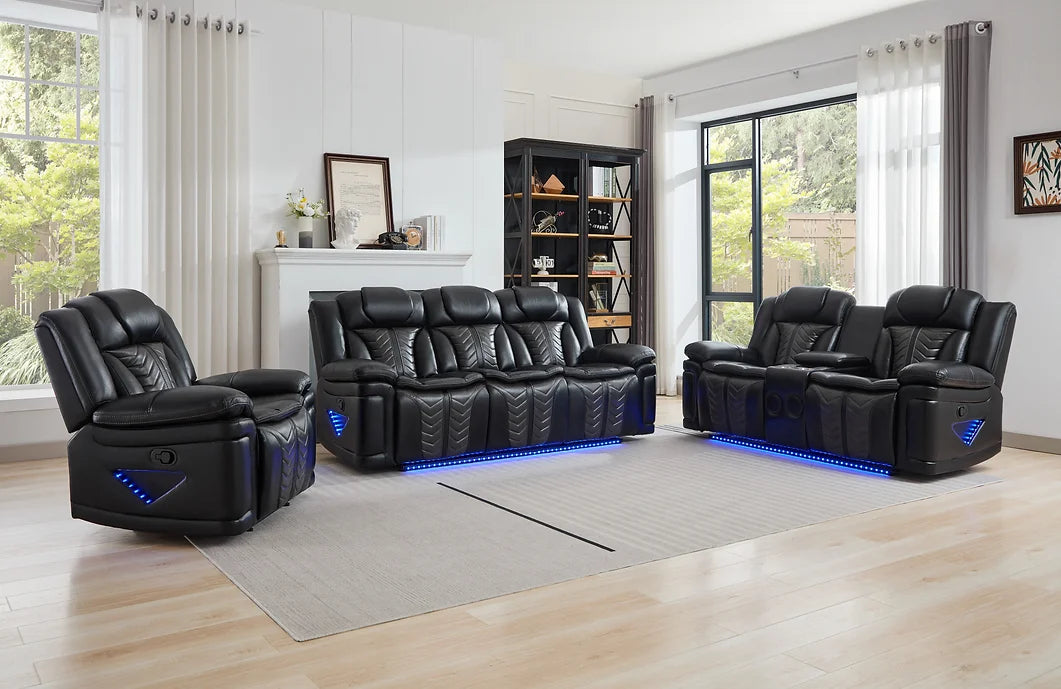 S2024 PRIME TIME 2 PC BLACK RECLINING SET