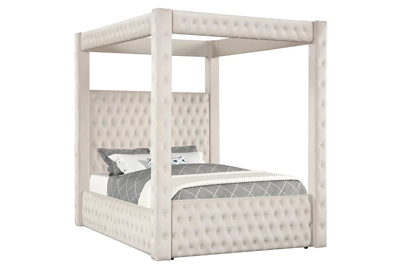 B8013 MANSION BEIGE BED PLATFORM BED AVAILABLE IN QUEEN AND KING SIZES