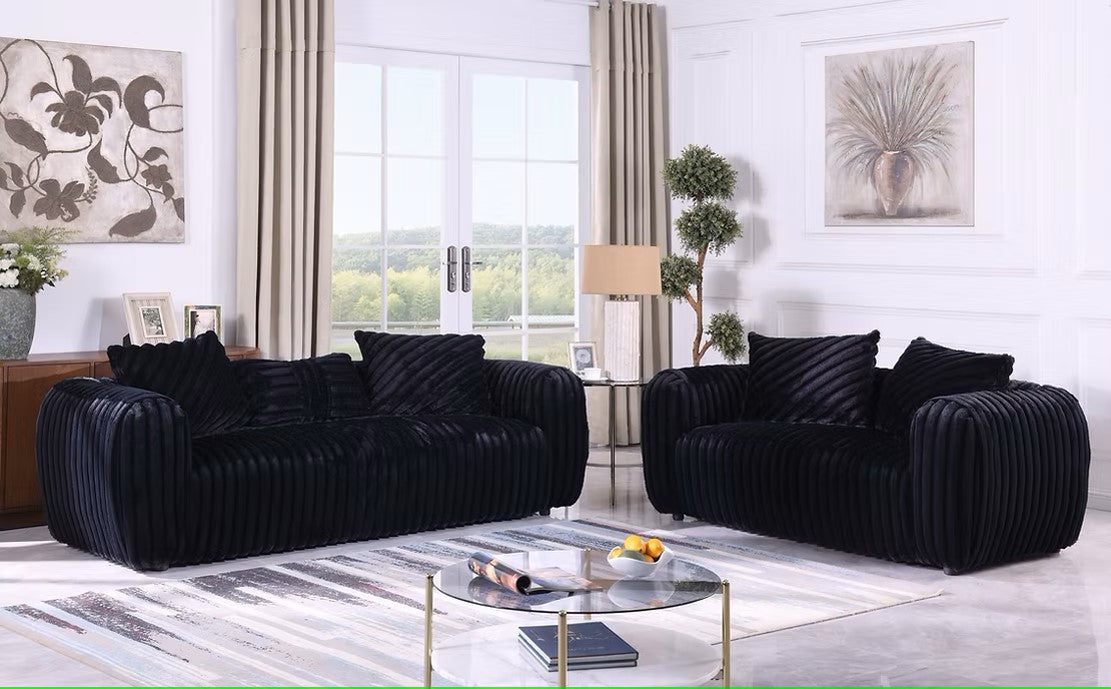 S8809 ELI BLACK LIVING ROOM SET AVAILABLE AS 2 PIECE AND 3 PIECE SET