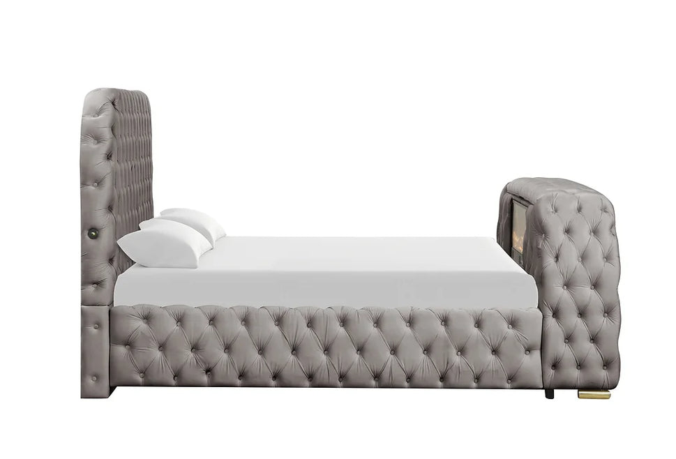 B8010 ROYAL GREY BED AVAILABLE IN QUEEN AND KING SIZES