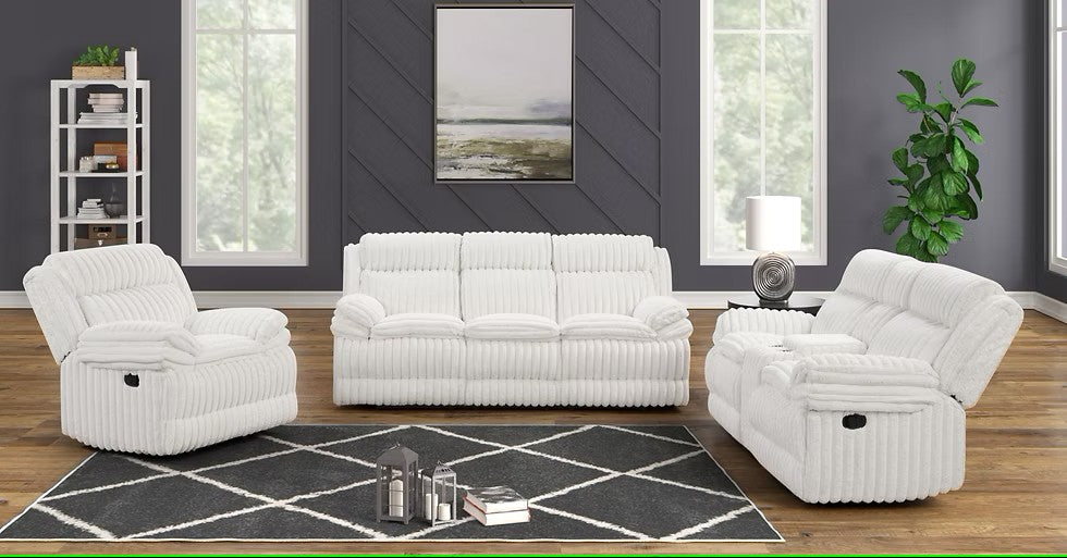 S3939 MELOW 3 PIECE WHITE FABRIC LIVING ROOM SET
