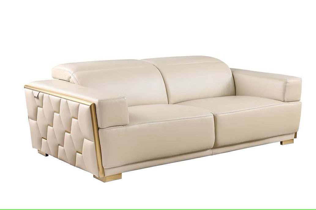 MI-1245 HEXOR BEIGE ITALIAN LEATHER LIVING ROOM SET AVAILABLE AS 2 PIECE OR 3 PIECE SET