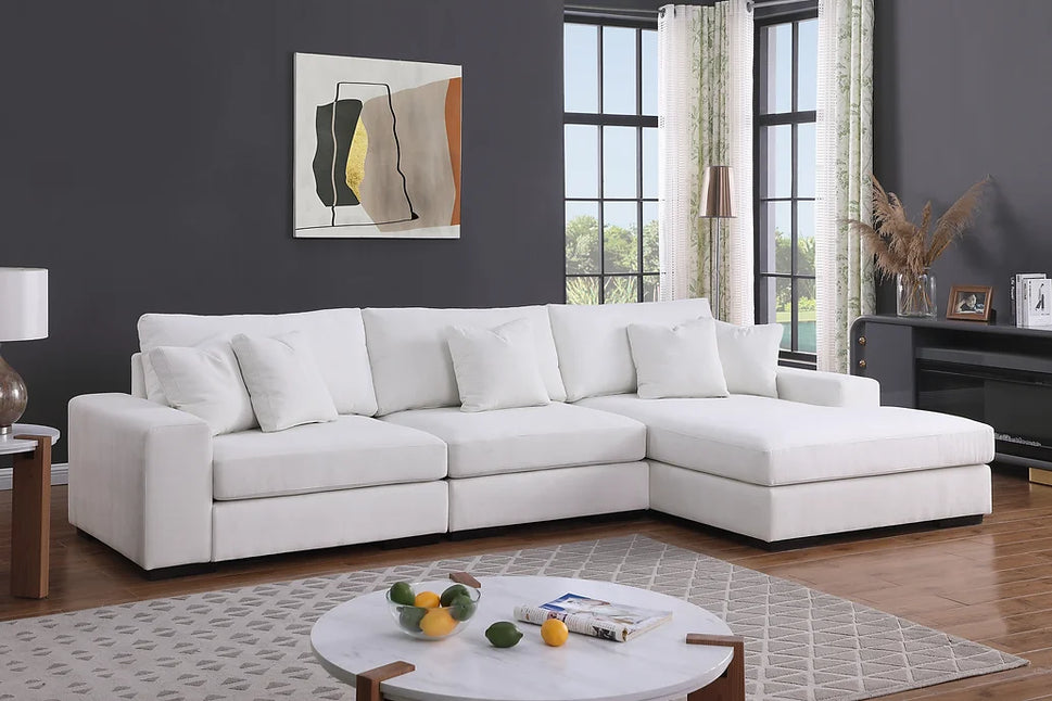 S859 COMFY CHENILLE 3 PIECE CREAM SECTIONAL