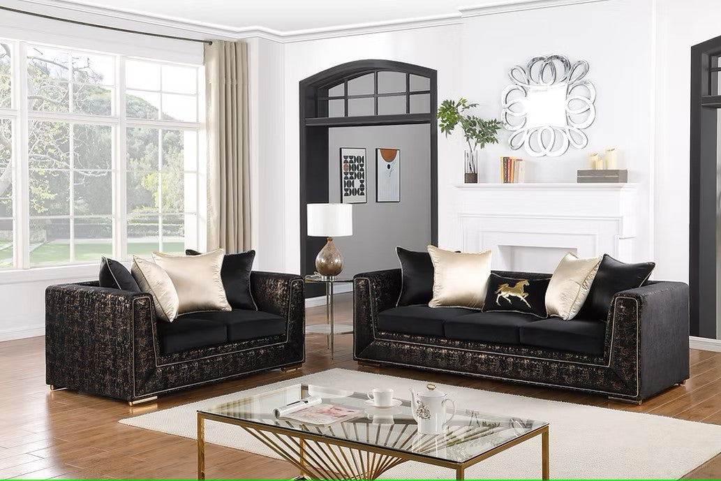 S1500 KONYA BLACK LIVING ROOM SET AVAILABLE AS 2 PIECE OR 3 PIECE SET