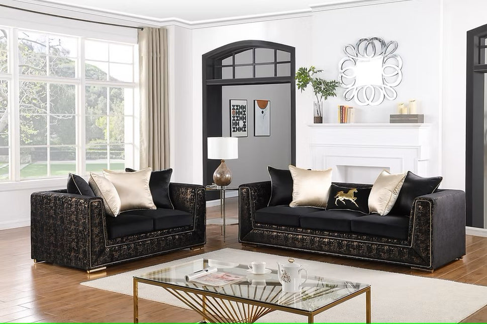 S1500 KONYA BLACK LIVING ROOM SET AVAILABLE AS 2 PIECE OR 3 PIECE SET