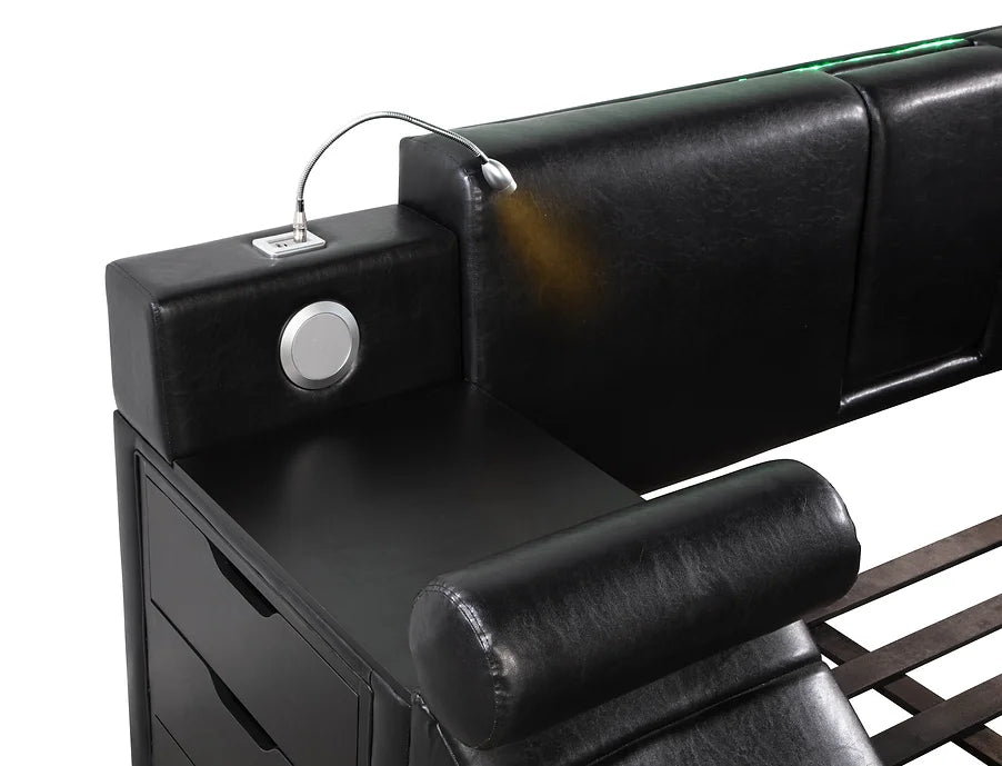 B420 APOLLO BLACK BED WITH STORAGE AND USB CHARGER AVAILABLE IN QUEEN AND KING SIZES