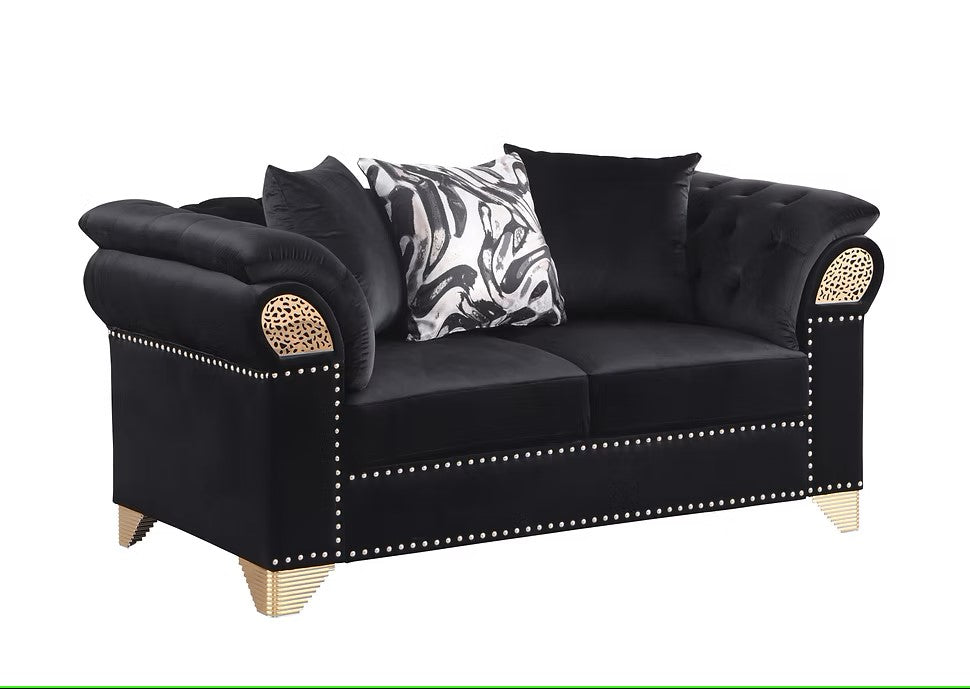 S3600 EMMA BLACK LIVING ROOM SET AVAILABLE AS 2 PIECE OR 3 PIECE SET
