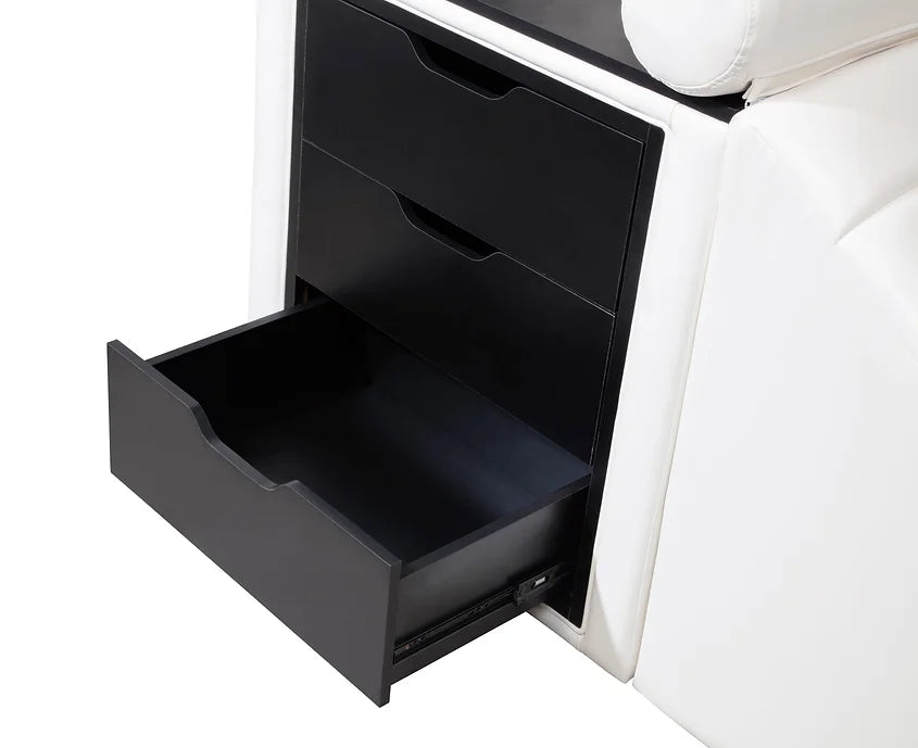 B420 APOLLO WHITE BED WITH STORAGE AND USB CHARGER AVAILABLE IN QUEEN AND KING SIZES