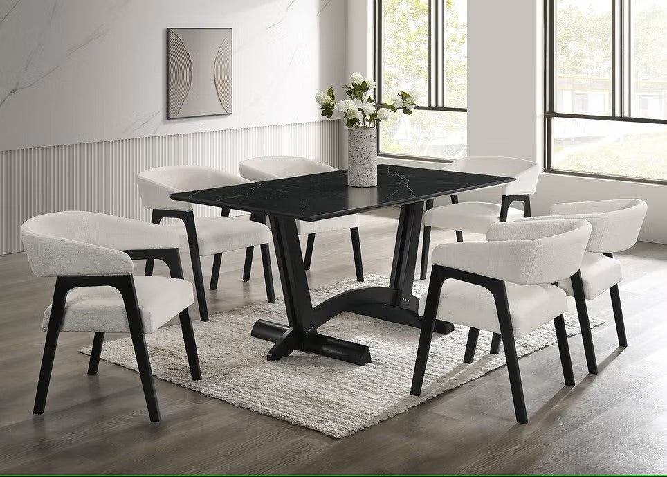 D1401 NAVA BLACK 7 PC DINING SET INCLUDES TABLE WITH 6 CHAIRS